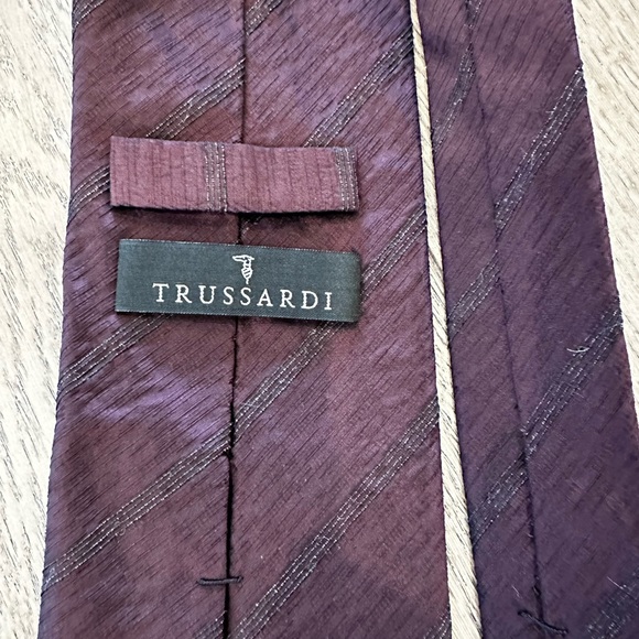 Bordeaux colour silk tie men Trussardi - Picture 3 of 3